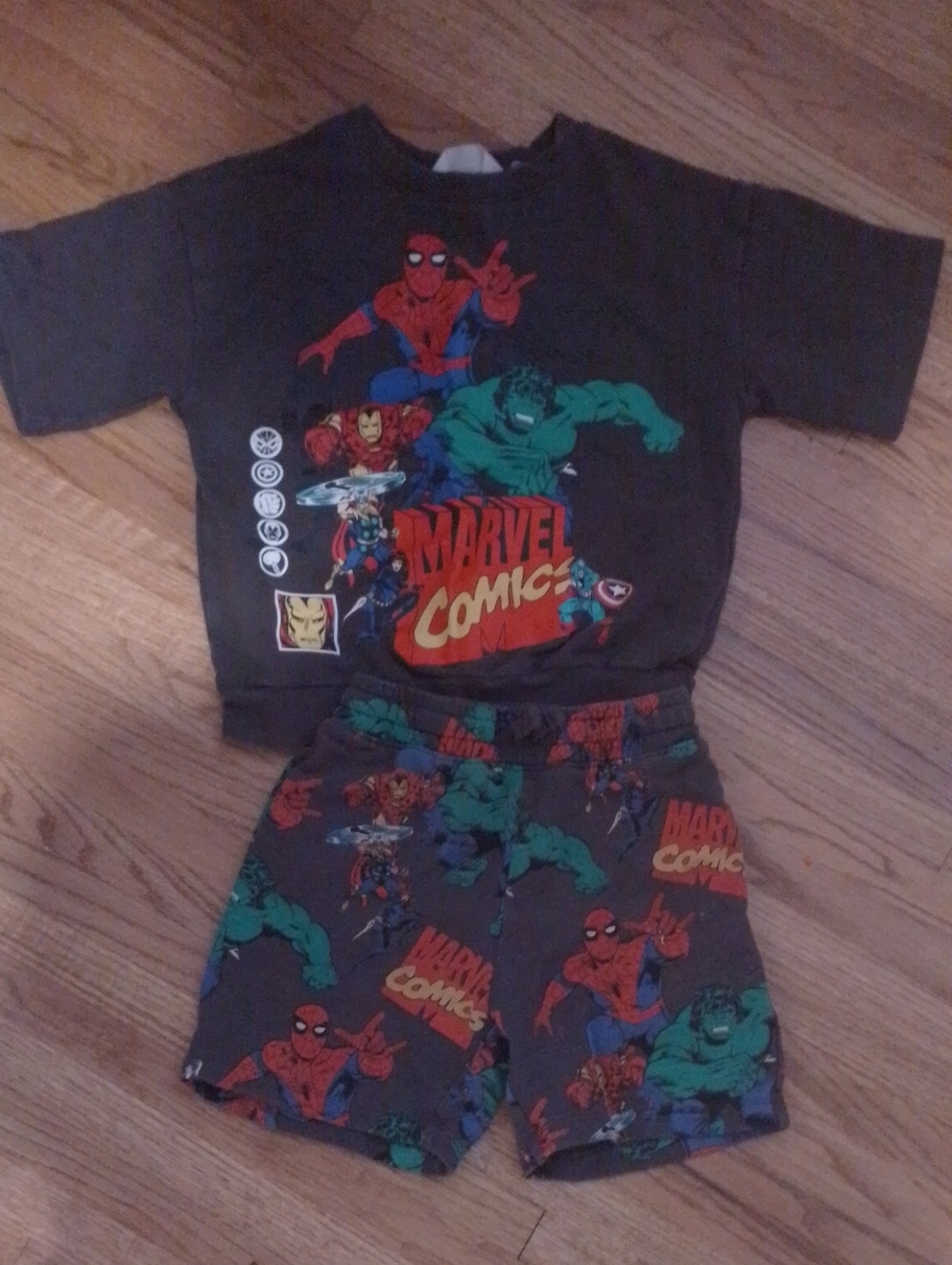Marvel Kids Two-Piece Sweatshirt And Short Set - Hulk Spiderman Ironman